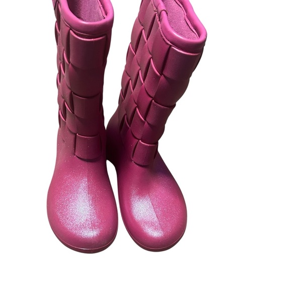 Rare CROCS WOMEN SUPERMOLDED IRI WEAVE PINK GLitter BOOTs size 9 - Picture 6 of 7